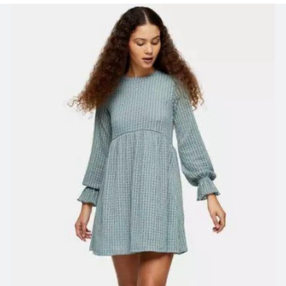 Topshop Textured Dress Coquette Girl Fall Size 6 Party Cottagecore Boho Ruffle